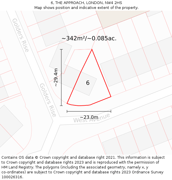 6, THE APPROACH, LONDON, NW4 2HS: Plot and title map