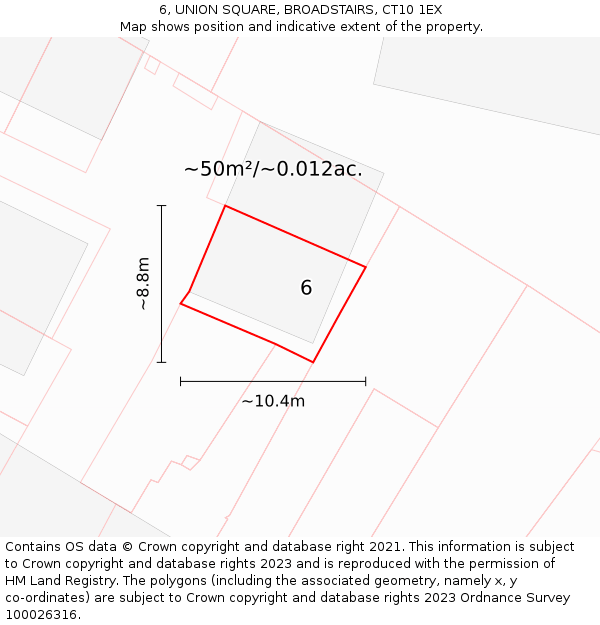 6, UNION SQUARE, BROADSTAIRS, CT10 1EX: Plot and title map