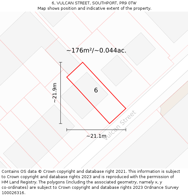 6, VULCAN STREET, SOUTHPORT, PR9 0TW: Plot and title map