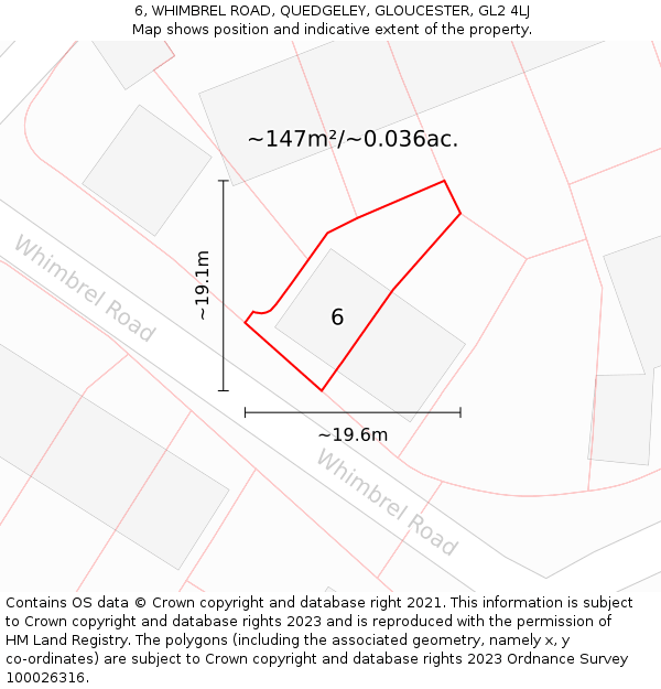 6, WHIMBREL ROAD, QUEDGELEY, GLOUCESTER, GL2 4LJ: Plot and title map