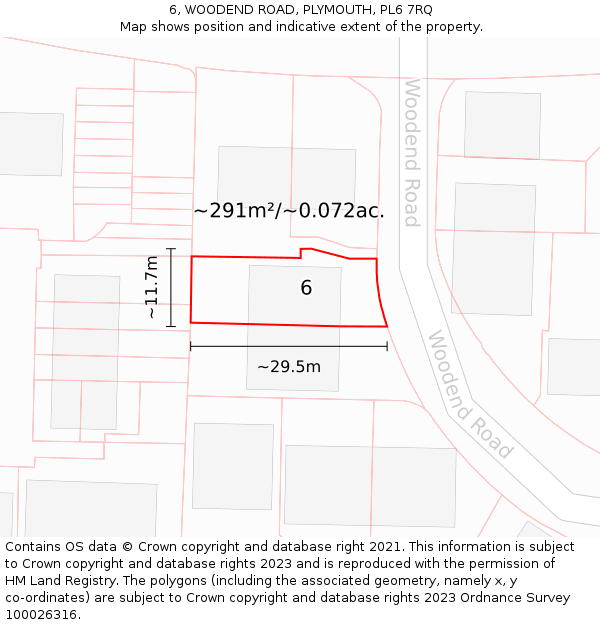 6, WOODEND ROAD, PLYMOUTH, PL6 7RQ: Plot and title map