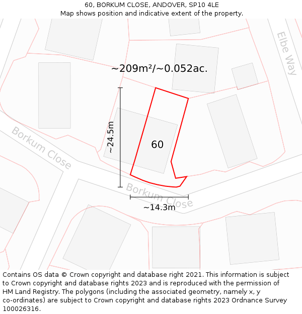 60, BORKUM CLOSE, ANDOVER, SP10 4LE: Plot and title map