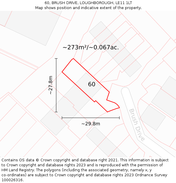 60, BRUSH DRIVE, LOUGHBOROUGH, LE11 1LT: Plot and title map