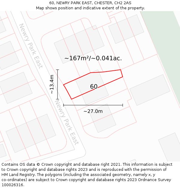60, NEWRY PARK EAST, CHESTER, CH2 2AS: Plot and title map