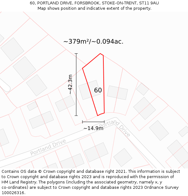 60, PORTLAND DRIVE, FORSBROOK, STOKE-ON-TRENT, ST11 9AU: Plot and title map