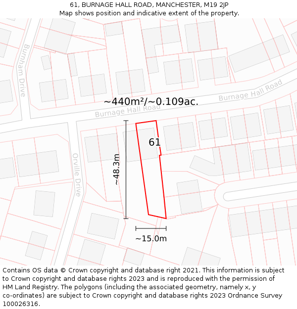 61, BURNAGE HALL ROAD, MANCHESTER, M19 2JP: Plot and title map