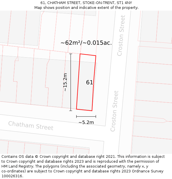 61, CHATHAM STREET, STOKE-ON-TRENT, ST1 4NY: Plot and title map