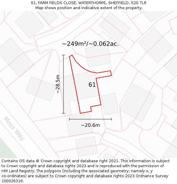 61, FARM FIELDS CLOSE, WATERTHORPE, SHEFFIELD, S20 7LR: Plot and title map
