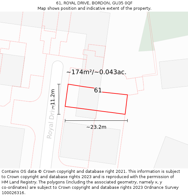 61, ROYAL DRIVE, BORDON, GU35 0QF: Plot and title map