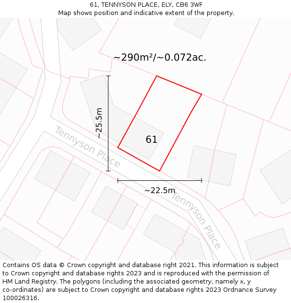 61, TENNYSON PLACE, ELY, CB6 3WF: Plot and title map