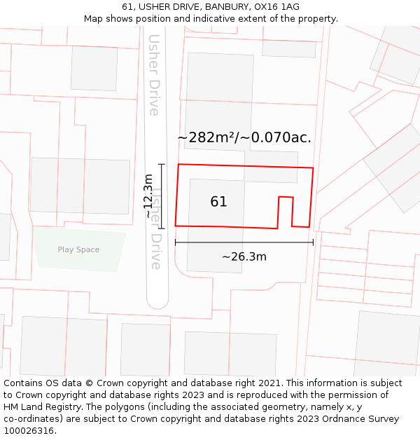 61, USHER DRIVE, BANBURY, OX16 1AG: Plot and title map