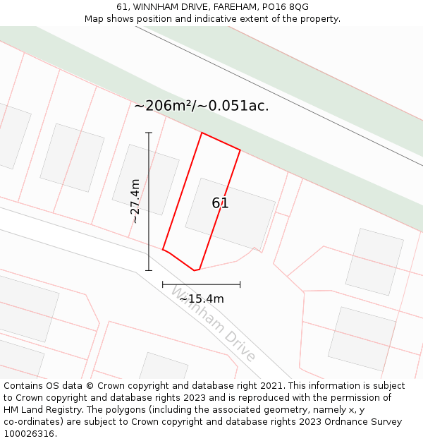 61, WINNHAM DRIVE, FAREHAM, PO16 8QG: Plot and title map