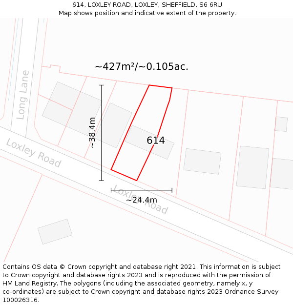 614, LOXLEY ROAD, LOXLEY, SHEFFIELD, S6 6RU: Plot and title map