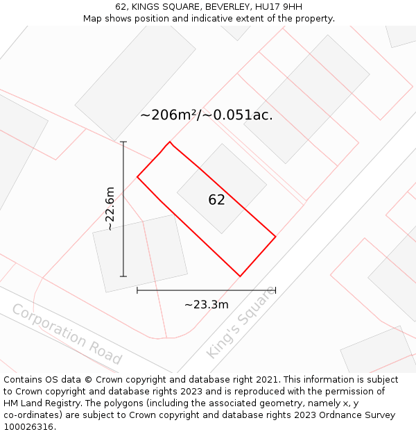 62, KINGS SQUARE, BEVERLEY, HU17 9HH: Plot and title map