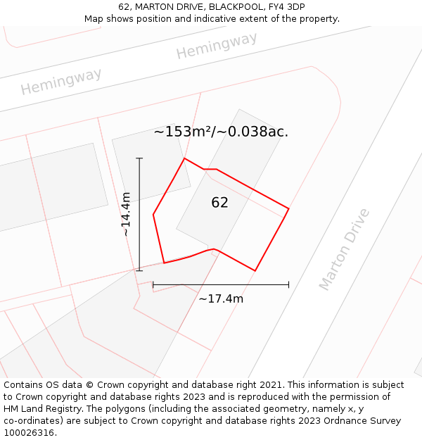 62, MARTON DRIVE, BLACKPOOL, FY4 3DP: Plot and title map