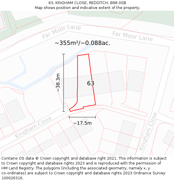 63, KINGHAM CLOSE, REDDITCH, B98 0SB: Plot and title map