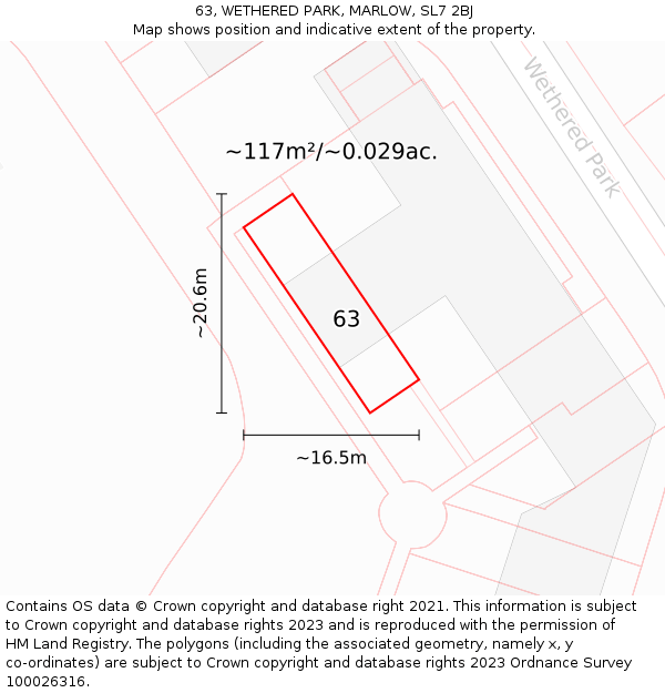 63, WETHERED PARK, MARLOW, SL7 2BJ: Plot and title map