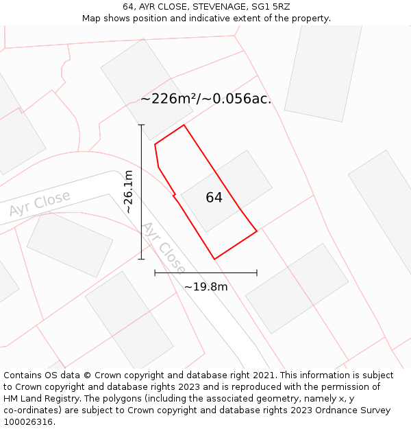 64, AYR CLOSE, STEVENAGE, SG1 5RZ: Plot and title map