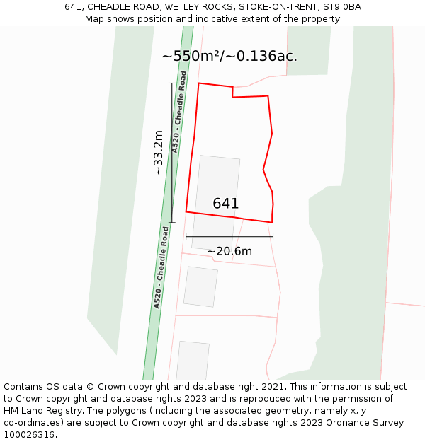 641, CHEADLE ROAD, WETLEY ROCKS, STOKE-ON-TRENT, ST9 0BA: Plot and title map