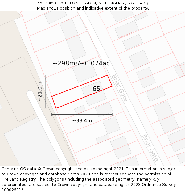 65, BRIAR GATE, LONG EATON, NOTTINGHAM, NG10 4BQ: Plot and title map