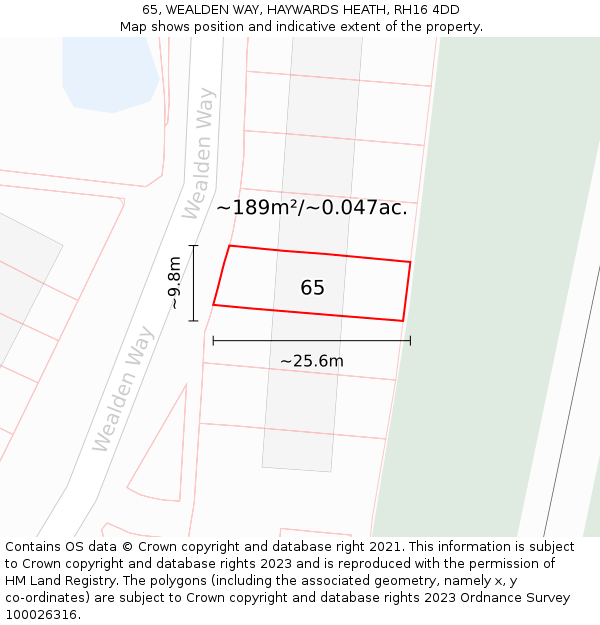 65, WEALDEN WAY, HAYWARDS HEATH, RH16 4DD: Plot and title map