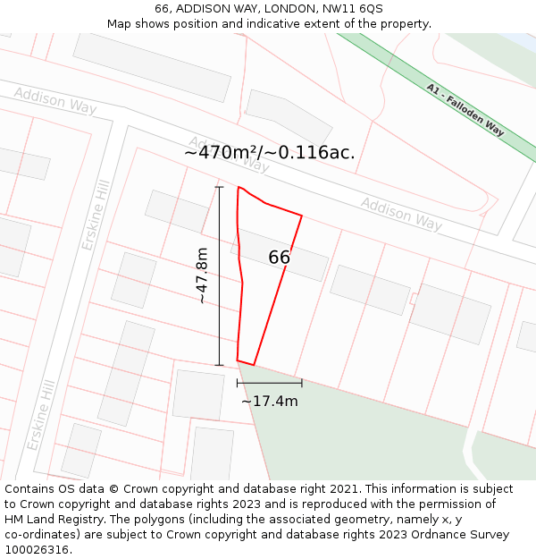 66, ADDISON WAY, LONDON, NW11 6QS: Plot and title map