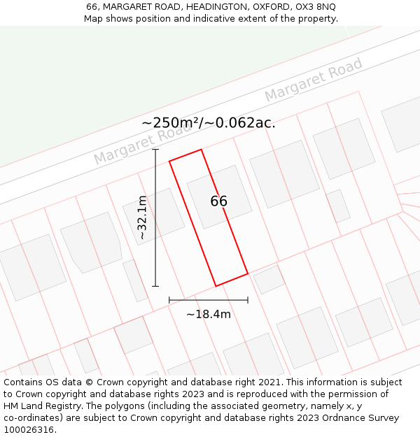 66, MARGARET ROAD, HEADINGTON, OXFORD, OX3 8NQ: Plot and title map