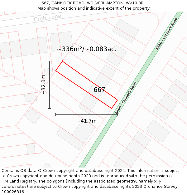 667, CANNOCK ROAD, WOLVERHAMPTON, WV10 8PH: Plot and title map