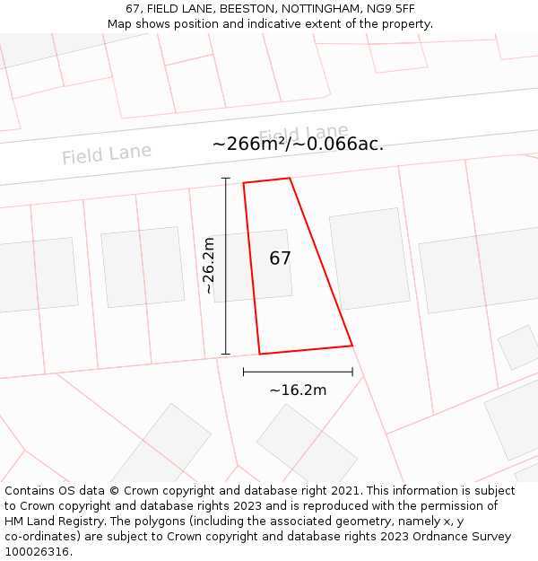 67, FIELD LANE, BEESTON, NOTTINGHAM, NG9 5FF: Plot and title map