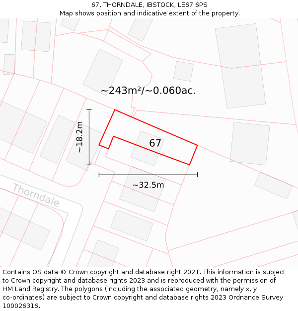 67, THORNDALE, IBSTOCK, LE67 6PS: Plot and title map