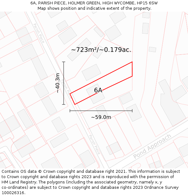 6A, PARISH PIECE, HOLMER GREEN, HIGH WYCOMBE, HP15 6SW: Plot and title map