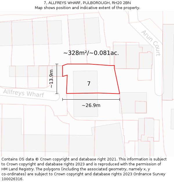7, ALLFREYS WHARF, PULBOROUGH, RH20 2BN: Plot and title map
