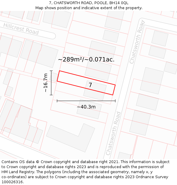 7, CHATSWORTH ROAD, POOLE, BH14 0QL: Plot and title map