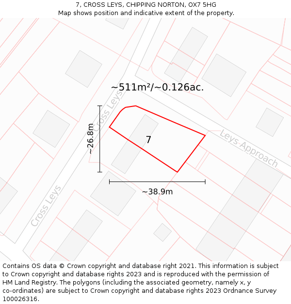 7, CROSS LEYS, CHIPPING NORTON, OX7 5HG: Plot and title map