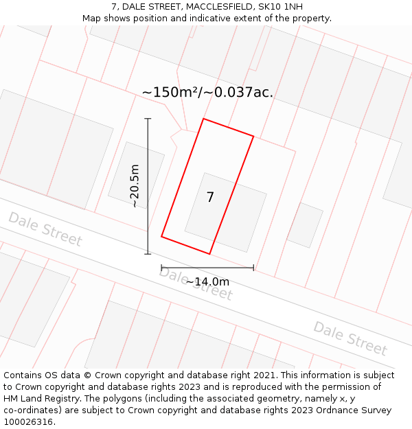 7, DALE STREET, MACCLESFIELD, SK10 1NH: Plot and title map