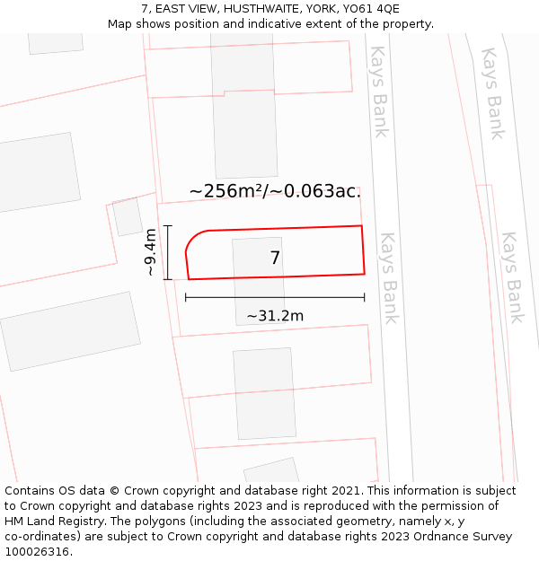 7, EAST VIEW, HUSTHWAITE, YORK, YO61 4QE: Plot and title map