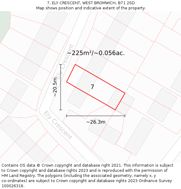 7, ELY CRESCENT, WEST BROMWICH, B71 2SD: Plot and title map