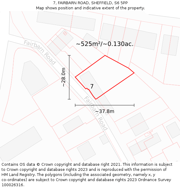 7, FAIRBARN ROAD, SHEFFIELD, S6 5PP: Plot and title map