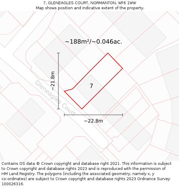 7, GLENEAGLES COURT, NORMANTON, WF6 1WW: Plot and title map