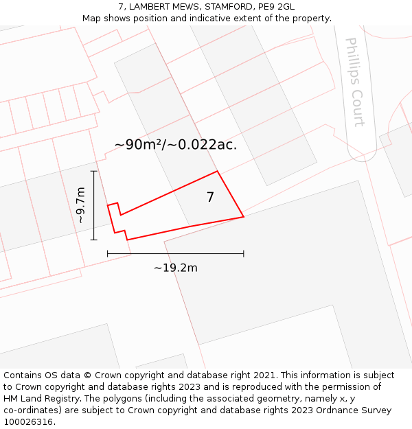 7, LAMBERT MEWS, STAMFORD, PE9 2GL: Plot and title map