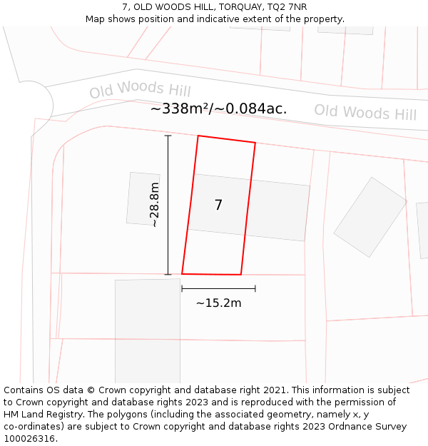 7, OLD WOODS HILL, TORQUAY, TQ2 7NR: Plot and title map