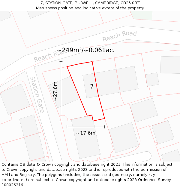 7, STATION GATE, BURWELL, CAMBRIDGE, CB25 0BZ: Plot and title map