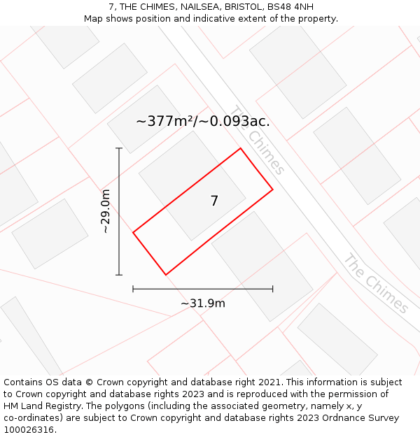 7, THE CHIMES, NAILSEA, BRISTOL, BS48 4NH: Plot and title map