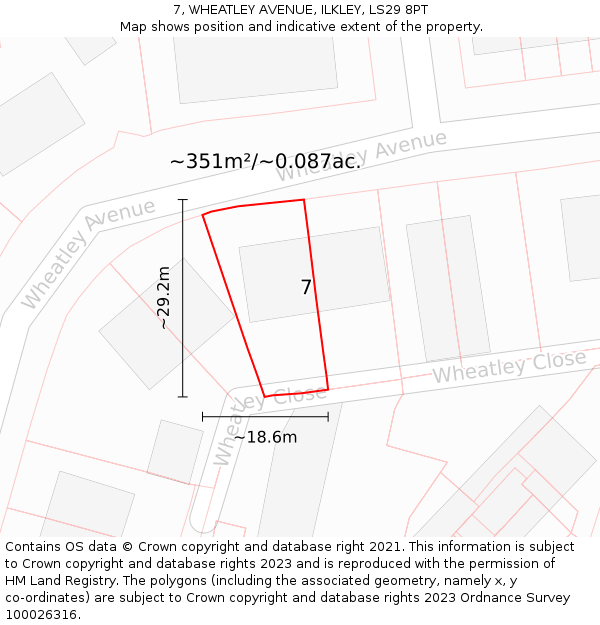 7, WHEATLEY AVENUE, ILKLEY, LS29 8PT: Plot and title map
