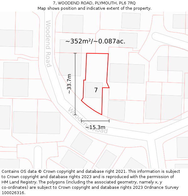 7, WOODEND ROAD, PLYMOUTH, PL6 7RQ: Plot and title map