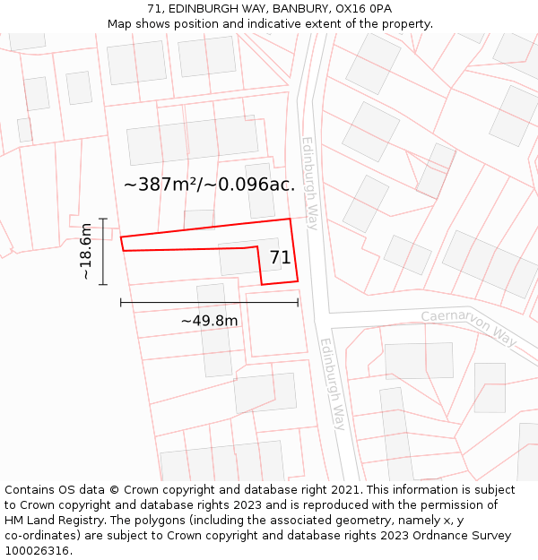 71, EDINBURGH WAY, BANBURY, OX16 0PA: Plot and title map