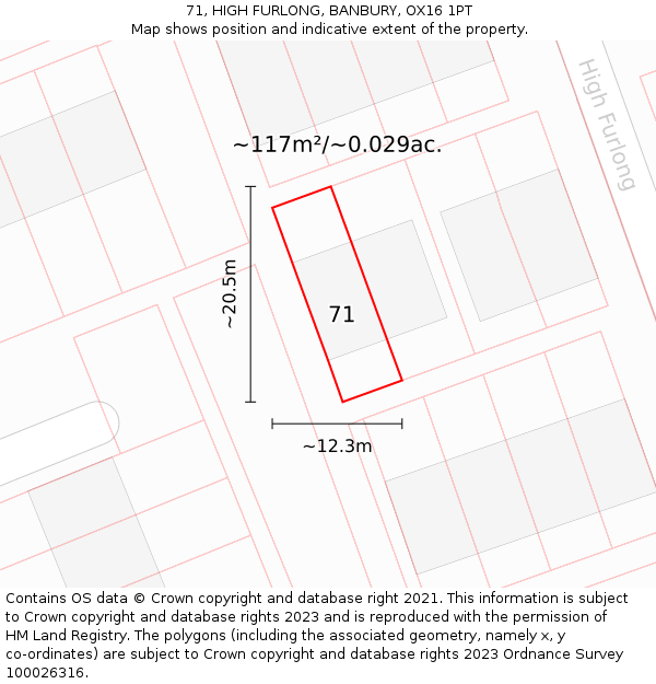 71, HIGH FURLONG, BANBURY, OX16 1PT: Plot and title map