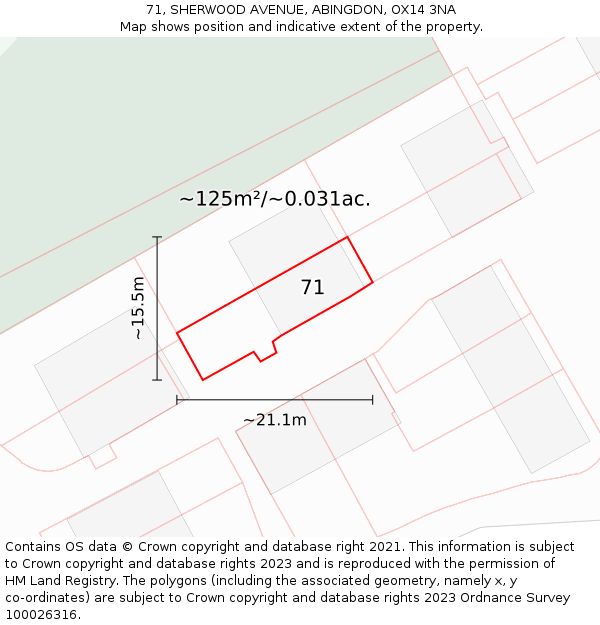 71, SHERWOOD AVENUE, ABINGDON, OX14 3NA: Plot and title map