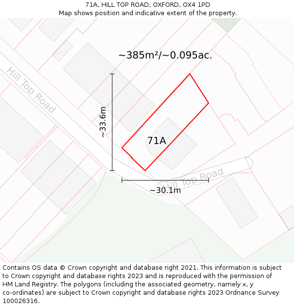 71A, HILL TOP ROAD, OXFORD, OX4 1PD: Plot and title map