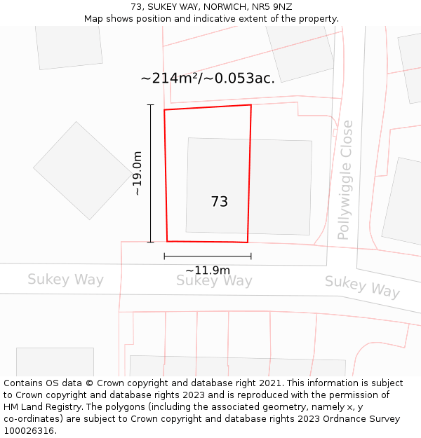 73, SUKEY WAY, NORWICH, NR5 9NZ: Plot and title map